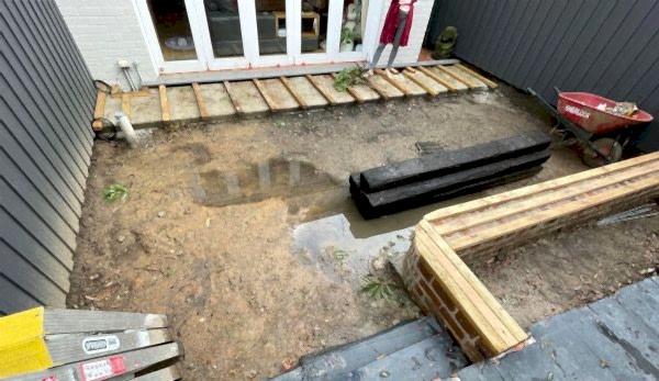 A beautifully landscaped backyard garden with stepping stones in Crows Nest.