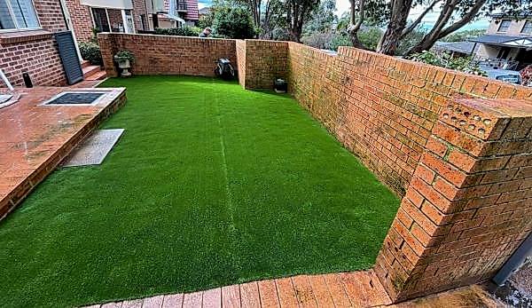 A beautifully manicured garden with synthetic turf in Dee Why.